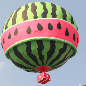 Airbaloon made from watermelon by Dall-E